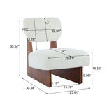 MOGLEY Minimalist Beige Lounge Chair With Walnut Finish