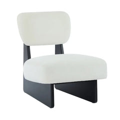 MOGLEY Minimalist Beige Lounge Chair With Walnut Finish