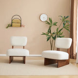 MOGLEY Minimalist Beige Lounge Chair With Walnut Finish