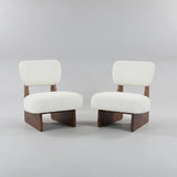 MOGLEY Minimalist Beige Lounge Chair With Walnut Finish