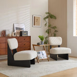 MOGLEY Minimalist Beige Lounge Chair With Walnut Finish