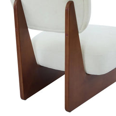 MOGLEY Minimalist Beige Lounge Chair With Walnut Finish
