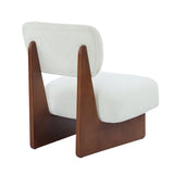 MOGLEY Minimalist Beige Lounge Chair With Walnut Finish