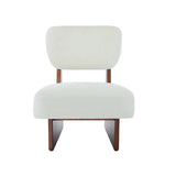 MOGLEY Minimalist Beige Lounge Chair With Walnut Finish