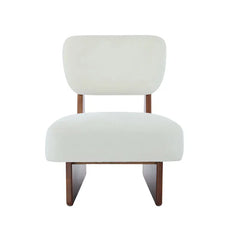 MOGLEY Minimalist Beige Lounge Chair With Walnut Finish