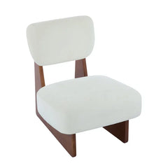 MOGLEY Minimalist Beige Lounge Chair With Walnut Finish