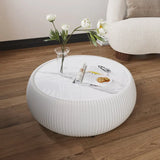 ROKU Light Sintered Stone Top Drum Shape Leather Coffee Table