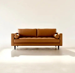 VINCENT Mid-Century Tufted Leather Sofa