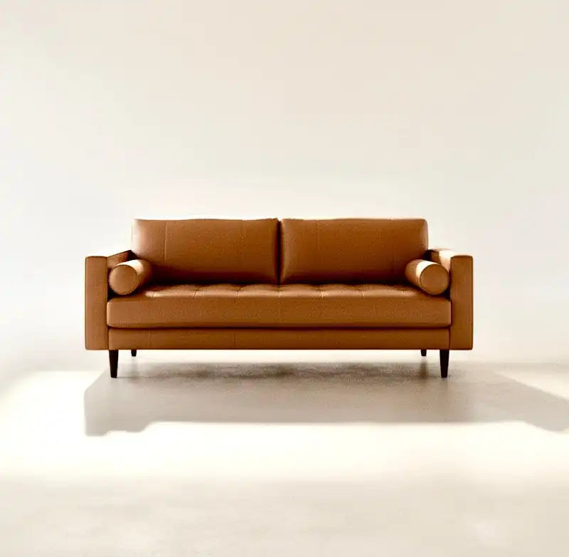 THE VINCENT MID-CENTURY TUFTED LEATHER SOFA
