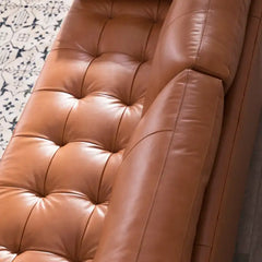 VINCENT Mid-Century Tufted Leather Sofa