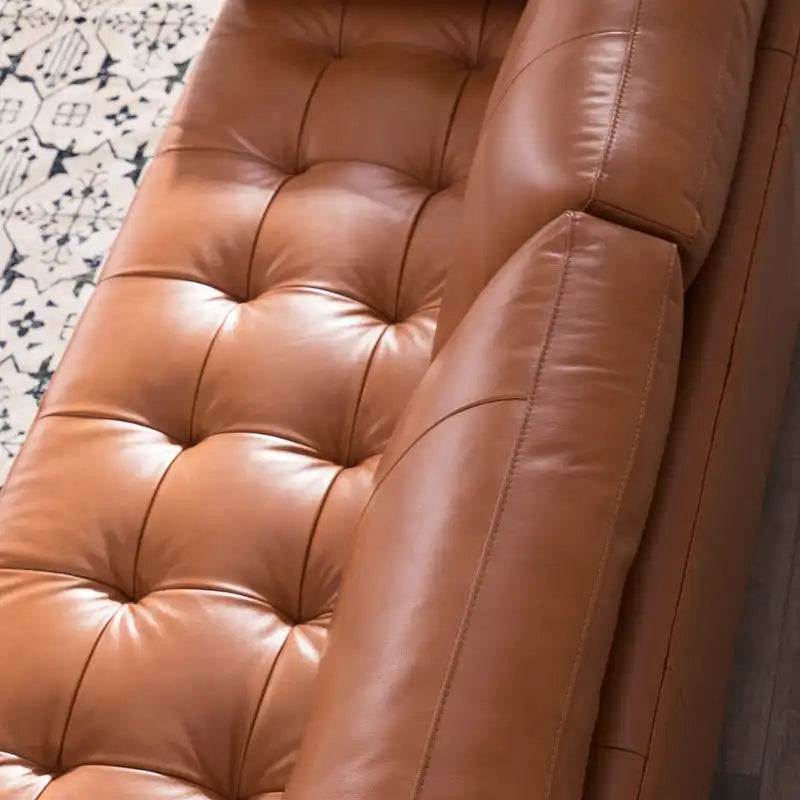 VINCENT Mid-Century Tufted Leather Sofa
