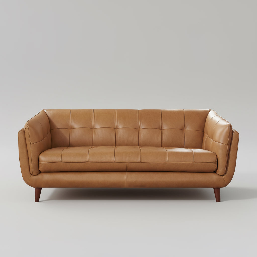 Brown leather sofa on a white background