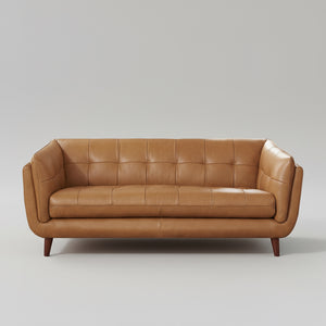 Brown leather sofa on a white background