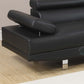 Black Color Sectional Living Room Furniture Faux Leather Adjustable Headrest Right Facing Chaise & Left Facing Sofa