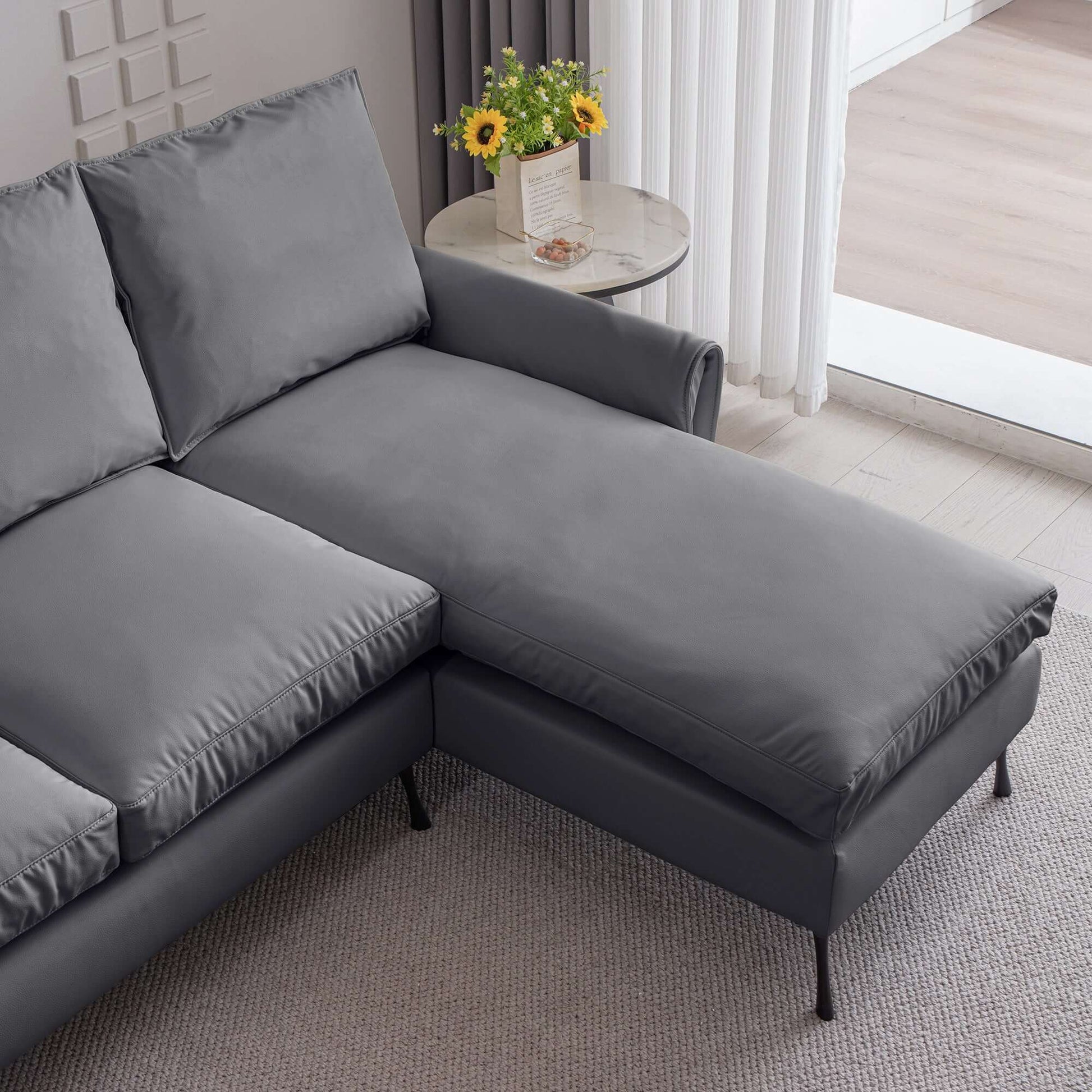 [VIDEO] provided]81"Modern Sectional Technical leather L-Shaped Sofa Couch with Reversible Chaise Lounge