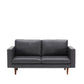 65'' Faux leather Sofas for Living Room, Black Couch Loveseat Small Spaces Bedroom with Solid Wooden Frame and Padded Cushion, Mid Century Modern Decor Love Seats Furniture, Black