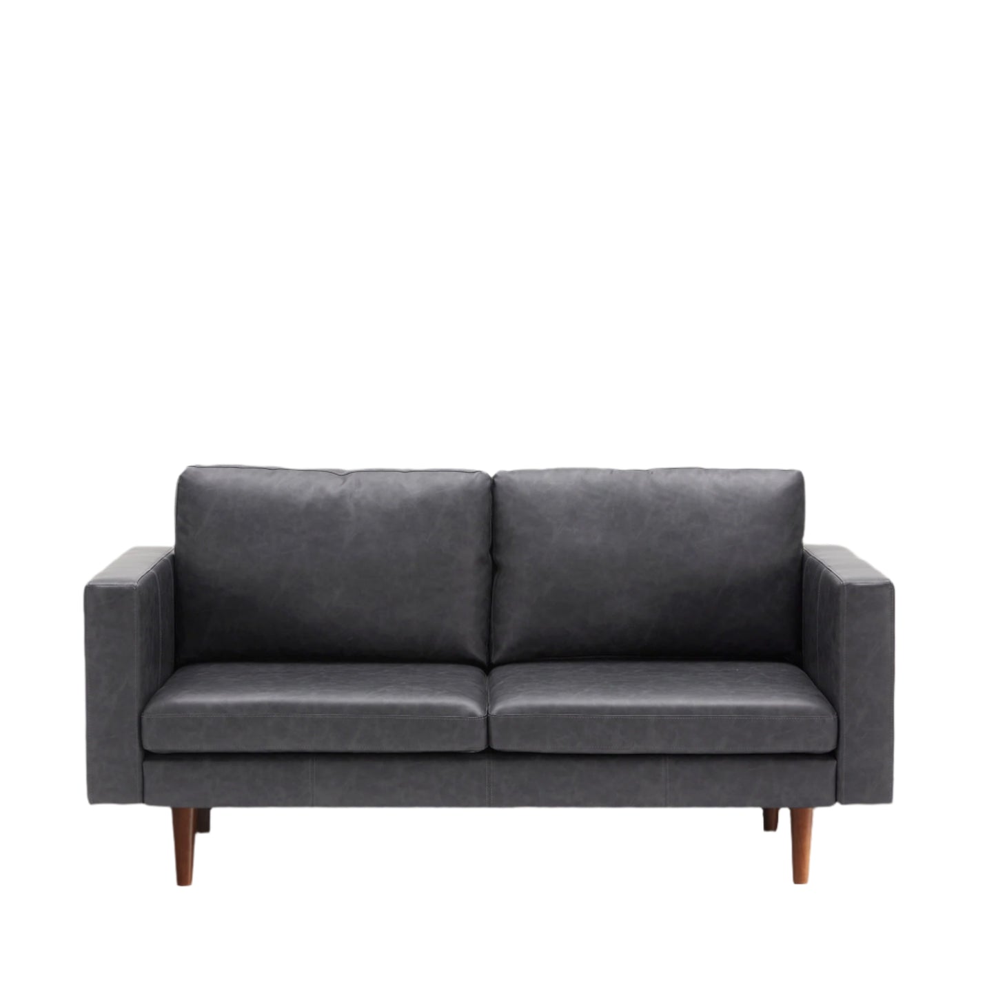 65'' Faux leather Sofas for Living Room, Black Couch Loveseat Small Spaces Bedroom with Solid Wooden Frame and Padded Cushion, Mid Century Modern Decor Love Seats Furniture, Black