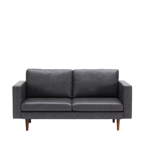 65'' Faux leather Sofas for Living Room, Black Couch Loveseat Small Spaces Bedroom with Solid Wooden Frame and Padded Cushion, Mid Century Modern Decor Love Seats Furniture, Black