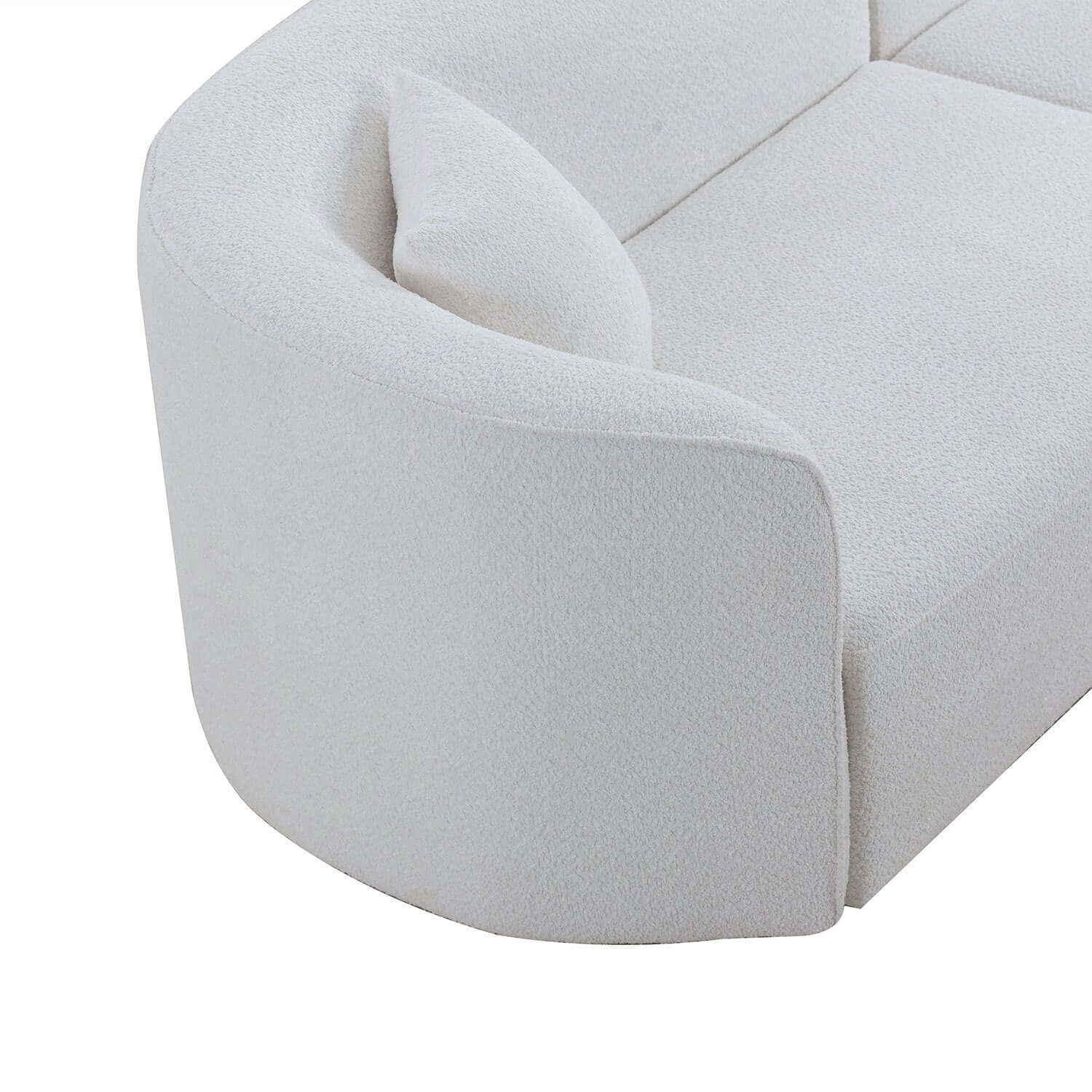 Luxury Modern Style Living Room Upholstery Curved Sofa with Chaise 2-Piece Set, Right Hand Facing Sectional, Boucle Couch, White