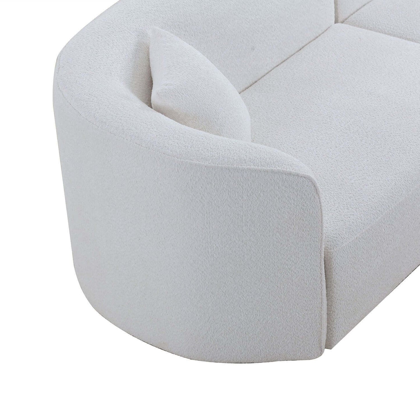 Luxury Modern Style Living Room Upholstery Curved Sofa with Chaise 2-Piece Set, Right Hand Facing Sectional, Boucle Couch, White
