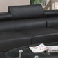 Black Color Sectional Living Room Furniture Faux Leather Adjustable Headrest Right Facing Chaise & Left Facing Sofa