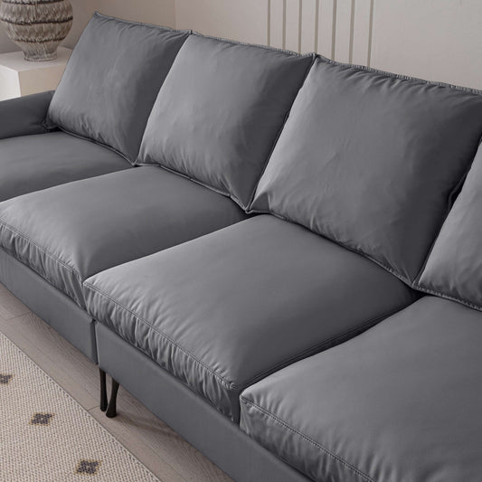 [VIDEO] provided]104.5"Modern Sectional Technical leather L-Shaped Sofa Couch with Convertible Ottoman