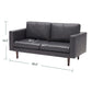 65'' Faux leather Sofas for Living Room, Black Couch Loveseat Small Spaces Bedroom with Solid Wooden Frame and Padded Cushion, Mid Century Modern Decor Love Seats Furniture, Black