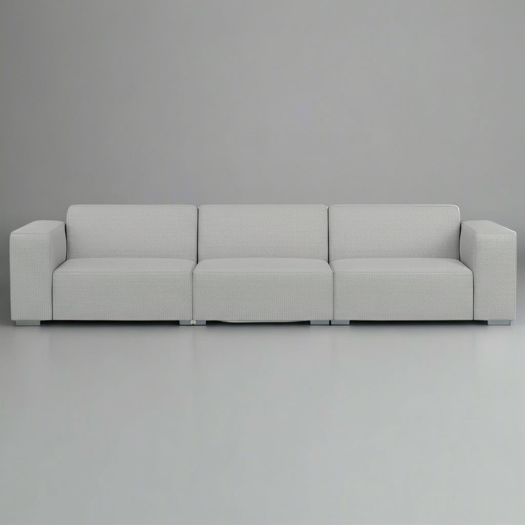 Gray sectional sofa on a white background