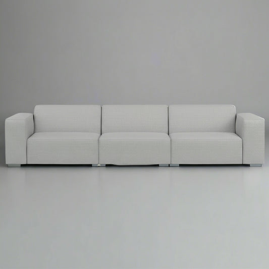 Gray sectional sofa on a white background