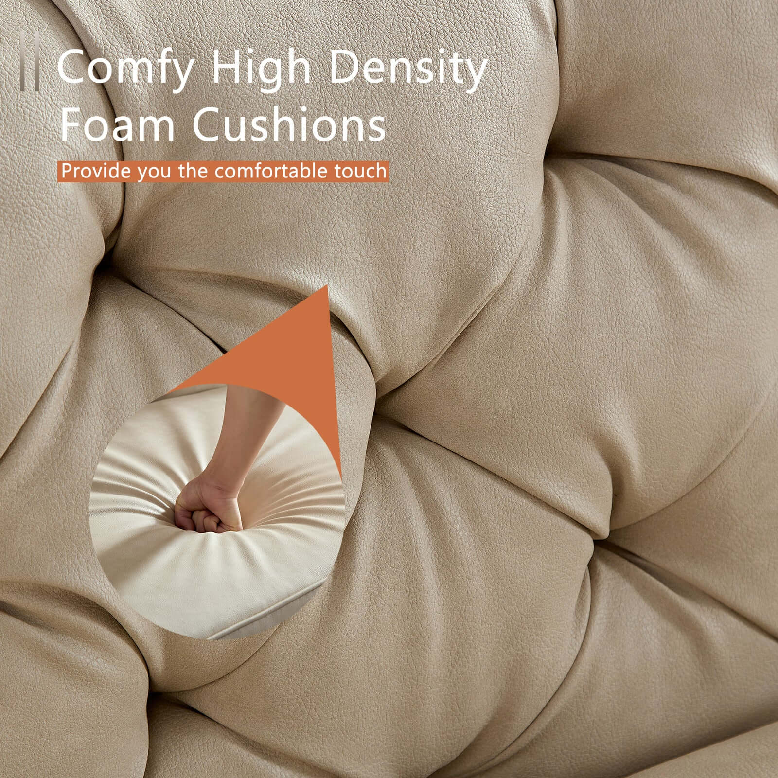 WKS5G Elegant beige leather main color, the sofa presents a calm and elegant appearance