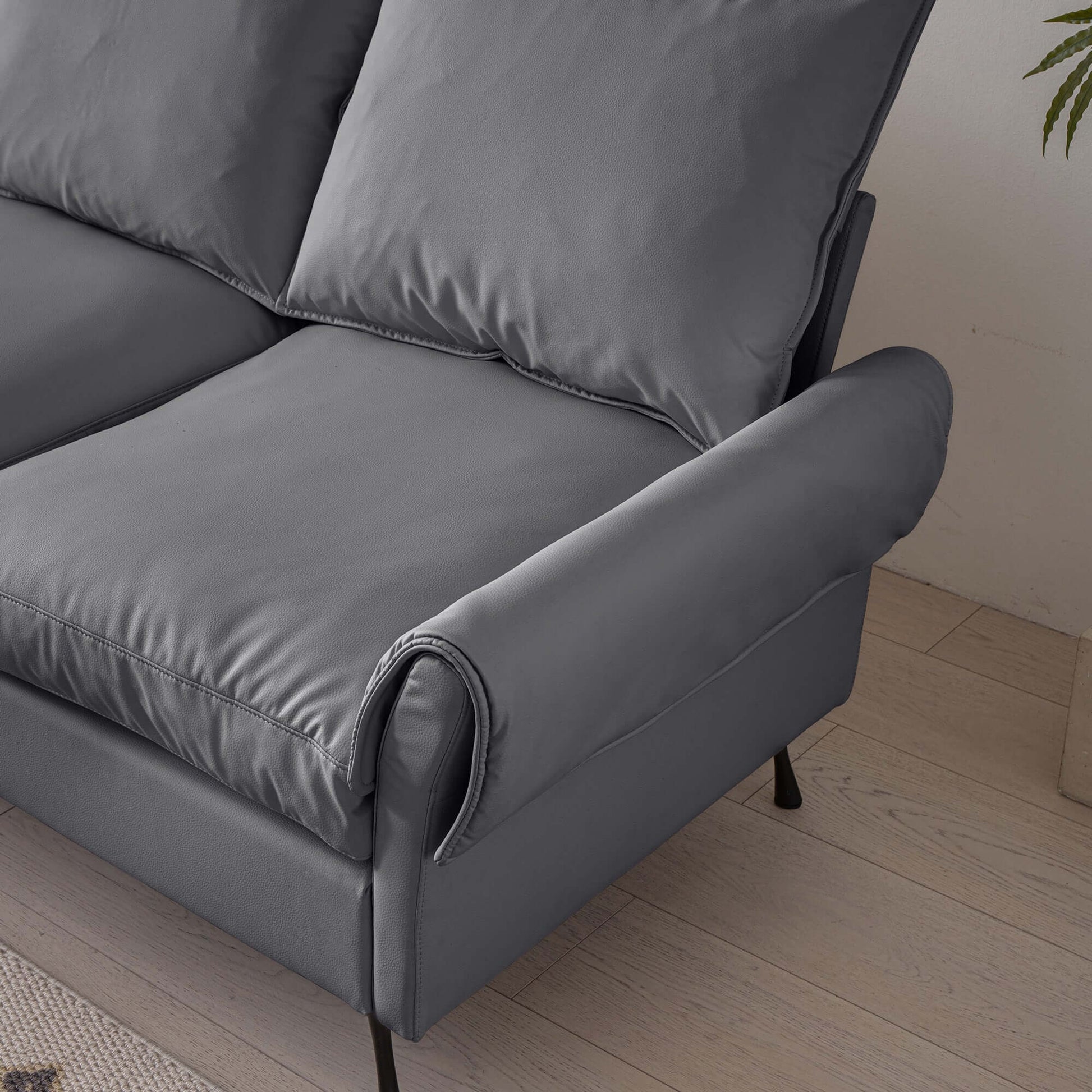 [VIDEO] provided]104.5"Modern Sectional Technical leather L-Shaped Sofa Couch with Convertible Ottoman