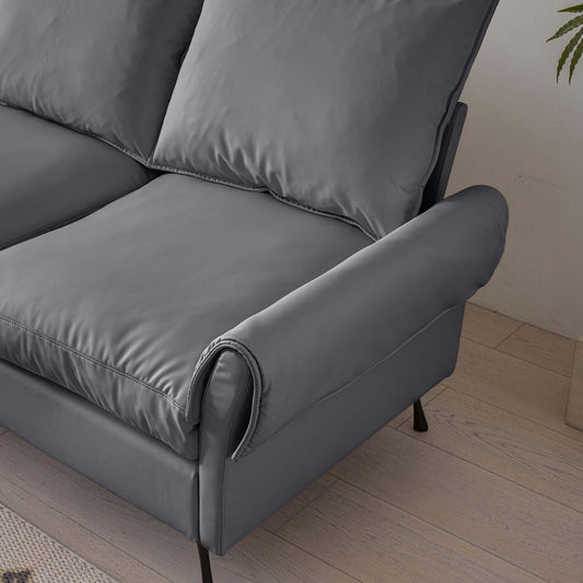 [VIDEO] provided]104.5"Modern Sectional Technical leather L-Shaped Sofa Couch with Convertible Ottoman