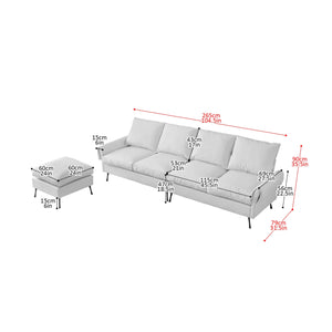 [VIDEO] provided]104.5"Modern Sectional Technical leather L-Shaped Sofa Couch with Convertible Ottoman