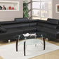 Black Color Sectional Living Room Furniture Faux Leather Adjustable Headrest Right Facing Chaise & Left Facing Sofa