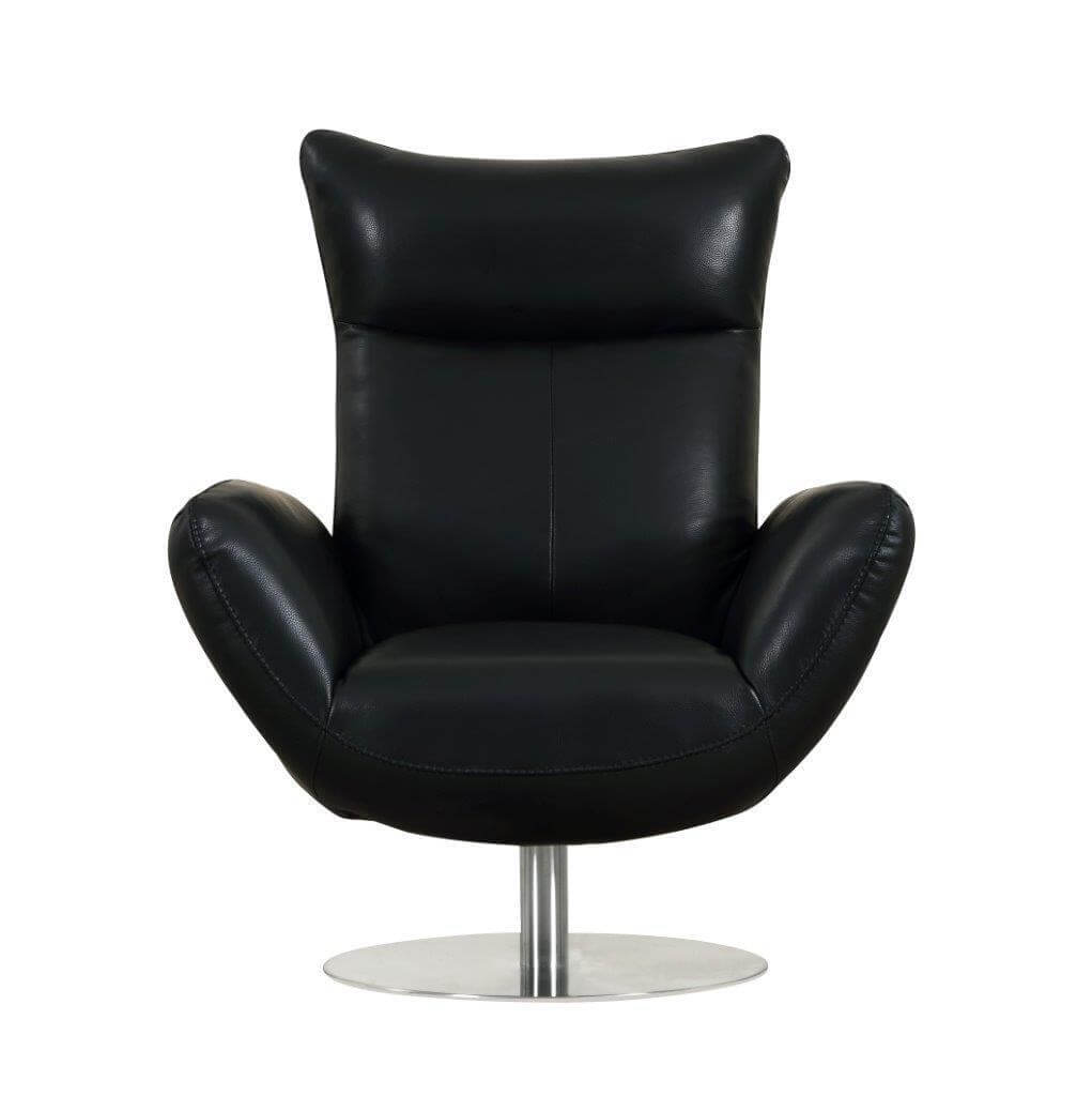 Global United 22" Modern Genuine Italian Leather Lounge Chair