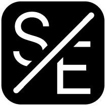 Logo with a stylized 'S' and 'E' crossed out